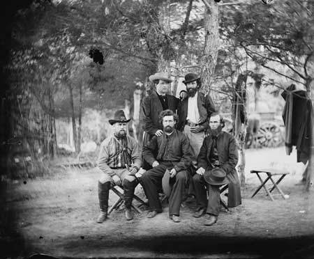 Father Corby, (first row, right) joined Father James Dillon, CSC, (center) in time for the fighting in 1862, photo courtesy of ND Archives