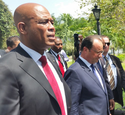 Presidents Martelly of Haiti and Hollande of France