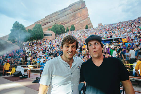The band’s co-managers, Kevin Browning ’01 and Vince Iwinski ’97, photo by Abby Fox