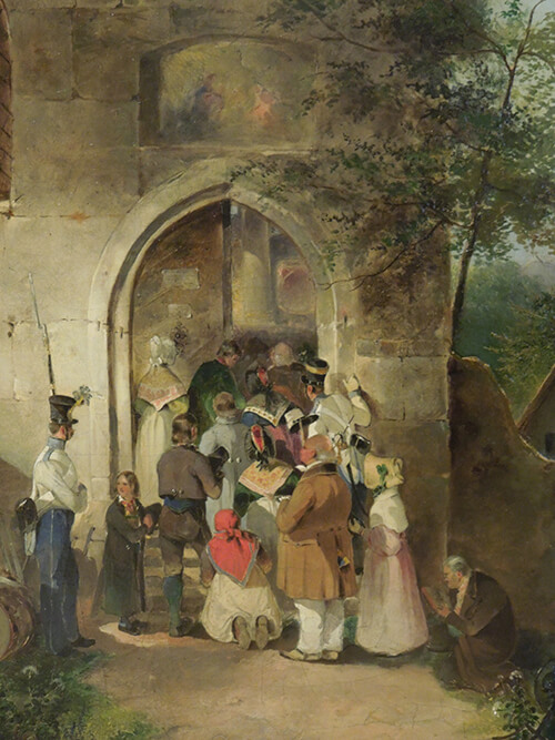 Johann Friedrich Treml, In Front of the Church Gate, 1838