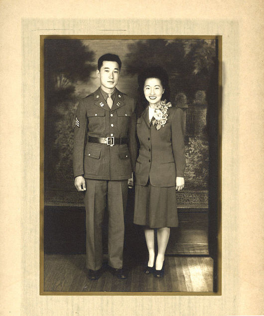 Jimmy Sakimoto and Amy Mitani on their wedding day in 1942.
