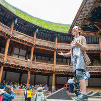 Ophelia Emmons of the Robinson Shakespeare Company takes the stage at the Globe Theatre in London.
