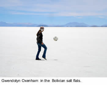 Gwendolyn Oxenham in the Bolivian Salt Flats