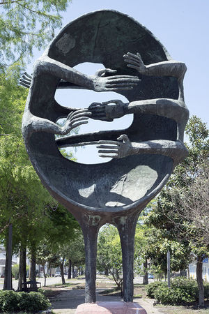 Kelly Nola Outdoor Circle With Hands Sculpture