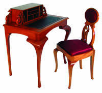 Jennifer Heller's mahogany writing desk and side chair