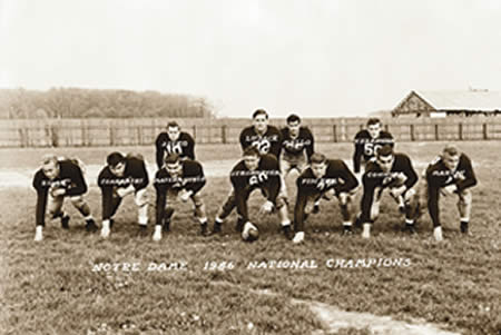 Notre Dame's 1946 national champions; photo from the University of Notre Dame Archives