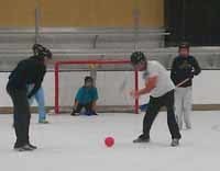 Tara Hunt in a rare moment where she's on her feet during broomball