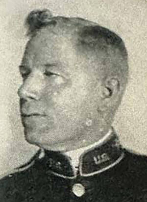 A yearbook photo of Captain George A. Campbell wearing his military uniform
