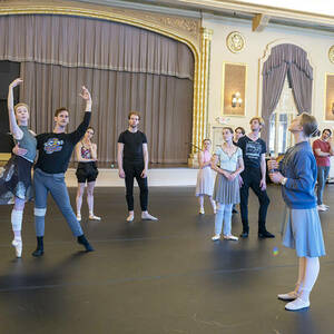 Dancers prepare at South Bend's Palais Royale for a performance of new Raffaella ballet.