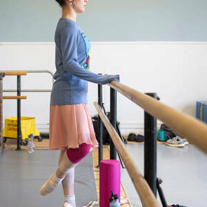 Ballet dancer Leah McFadden warms up for a rehearsal.