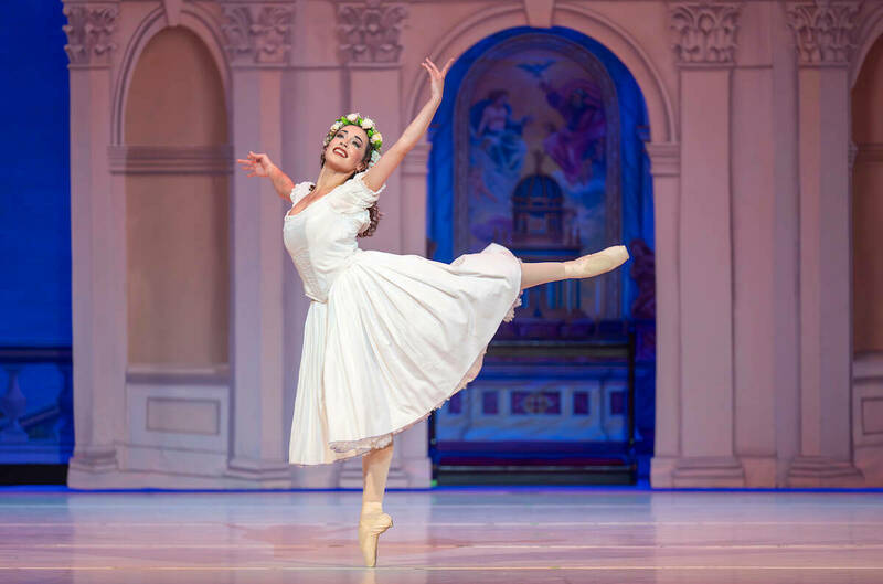Dancer Leah McFadden, as Raffaella, rehearses a scene during the first dress rehearsal for the ballet Raffaella