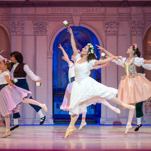 Dancer Leah McFadden, as Raffaella, and other cast members perform during a dress rehearsal for the ballet Raffaella